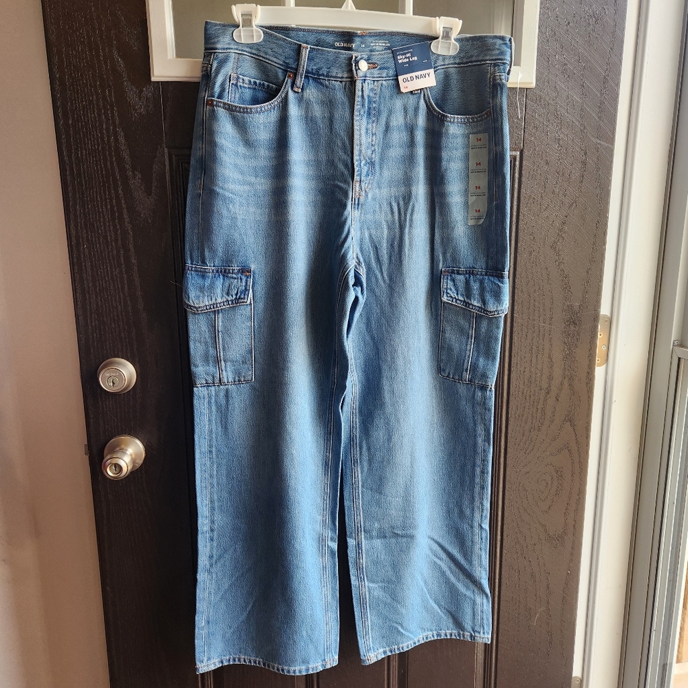 NWT Old Navy Extra High Rise Sky-Hi Wide Leg Size 14